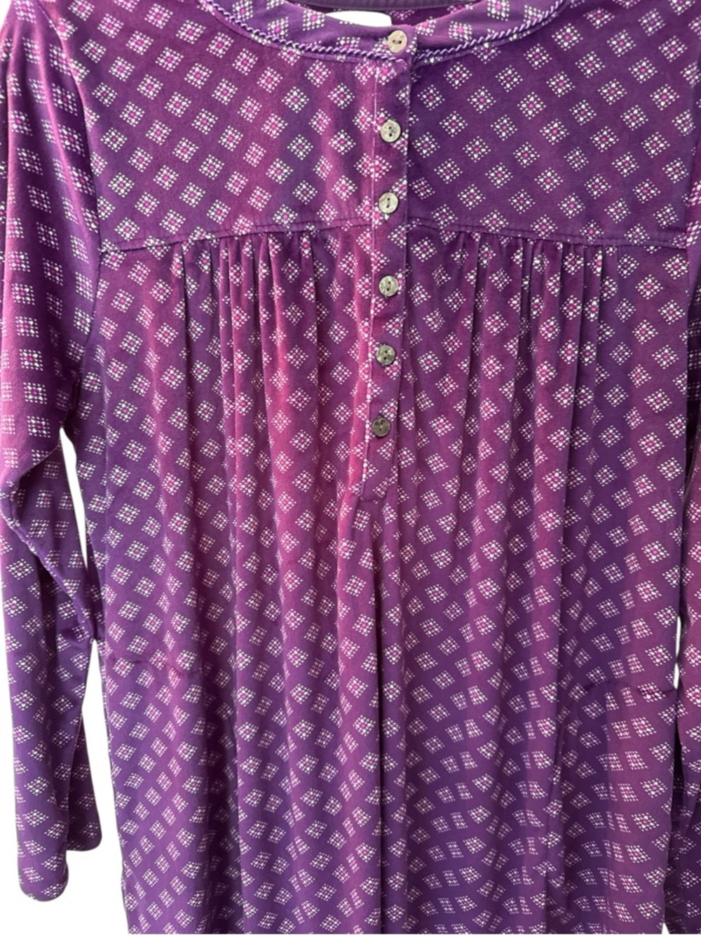 Aria Collection Night Gown Size Large Purple Soft Velour Cottage Grandma - Picture 3 of 8